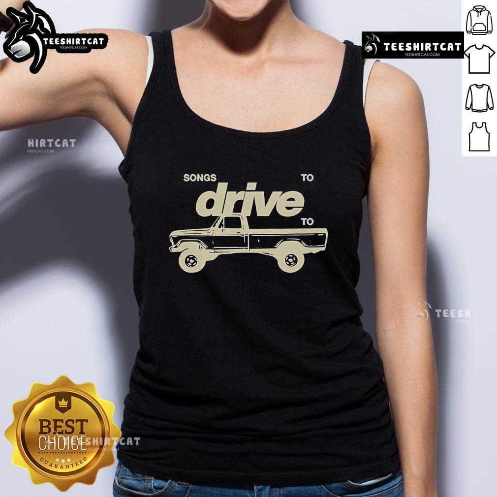 Official Nightly Songs To Drive To tank top featuring vibrant graphics, perfect for music lovers and summer road trips.