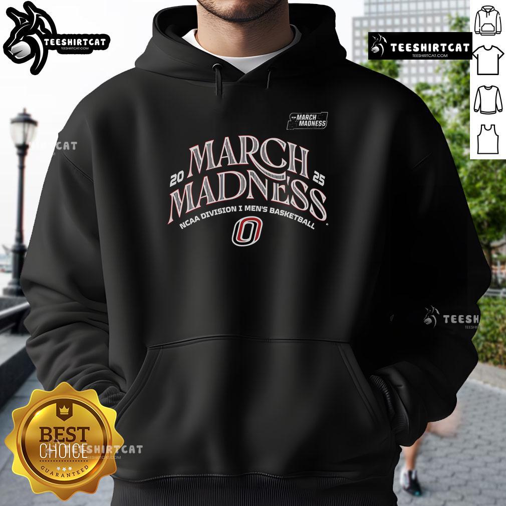 Official Omaha Men's Basketball 2025 March Madness Bound Hoodie in navy, perfect for fans supporting the team.