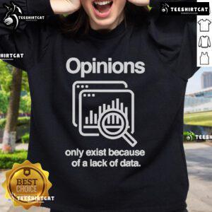Official Opinions Only Exist Because of a Lack of Data sweatshirt in black, featuring bold text design.