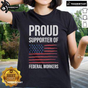 Alt Text: Official Proud Supporter of Federal Workers Ladies Tee featuring stylish design and vibrant colors for supporters.