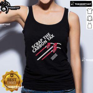 Canadian Taxpayers Federation tank top promoting the 'Scrap The Carbon Tax' campaign for tax relief.