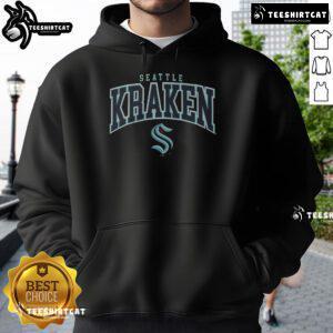 Alt Text: Official Seattle Kraken Classic Arched Logo Hoodie featuring a stylish design for fans of the NHL team.