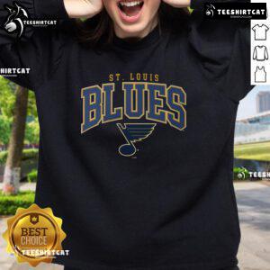 Alt Text: Official St. Louis Blues Classic Arched Logo Sweatshirt featuring the iconic team logo in a stylish design.