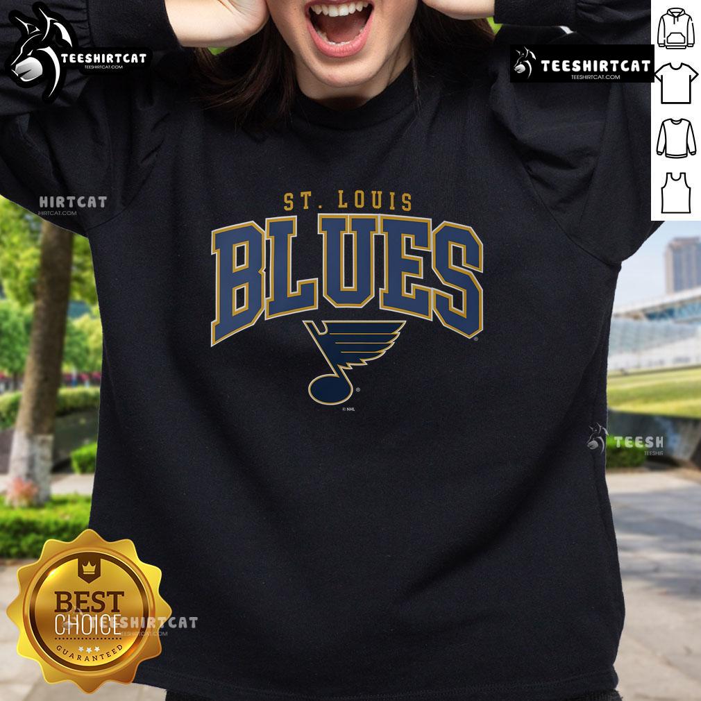 Alt Text: Official St. Louis Blues Classic Arched Logo Sweatshirt featuring the iconic team logo in a stylish design.