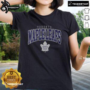 Official Toronto Maple Leafs Classic Arched Logo Ladies Tee in blue featuring team colors and stylish design.