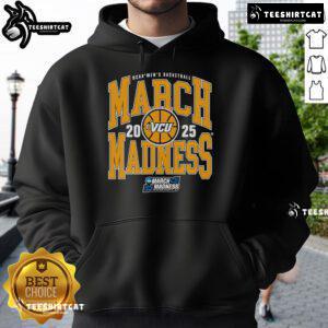 Official VCU NCAA Men's Basketball March Madness 2025 Team Hoodie in black, featuring team logo and stylish design.