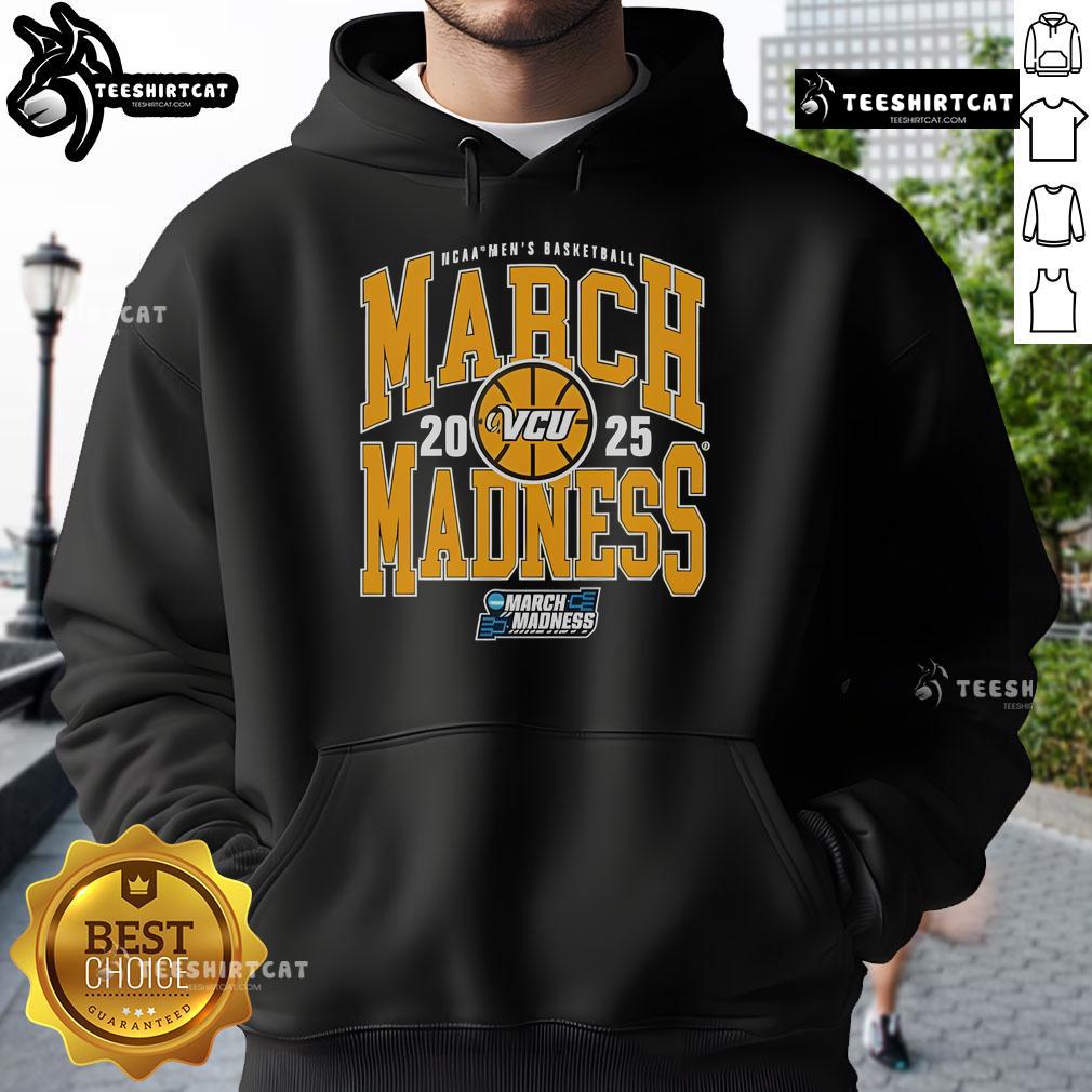 Official VCU NCAA Men's Basketball March Madness 2025 Team Hoodie in black, featuring team logo and stylish design.