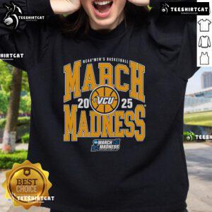 Alt Text: Official VCU NCAA Men's Basketball March Madness 2025 team sweatshirt featuring logo and vibrant colors.
