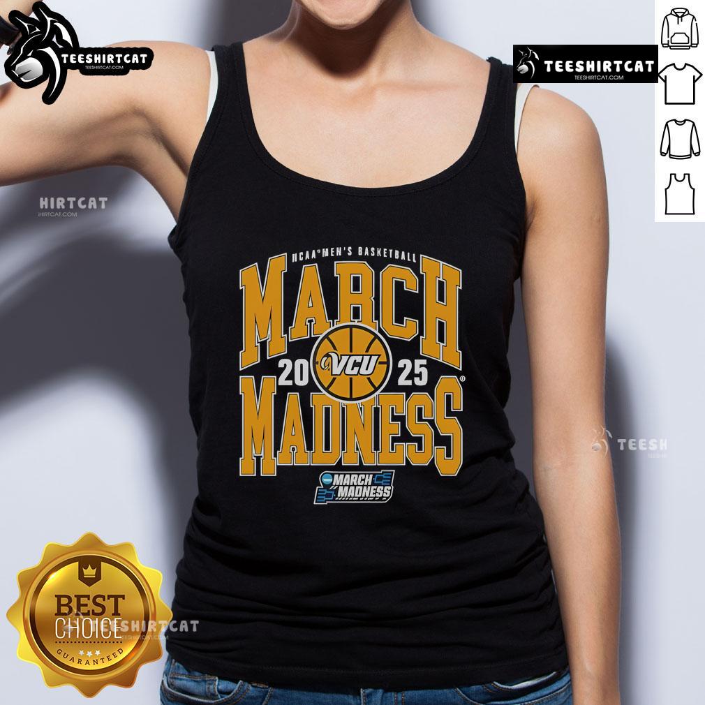 Official VCU NCAA Men's Basketball March Madness 2025 team tank top featuring logo and vibrant design, perfect for fans.
