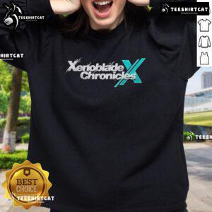 Alt Text: Official Xenoblade Chronicles X Logo Sweatshirt featuring the game logo on a stylish, comfortable design.