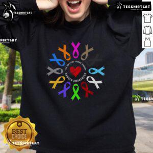 Premium Cancer Awareness Fight Cancer Ribbon Heart Sweatshirt in soft fabric, perfect for showing support and spreading awareness.