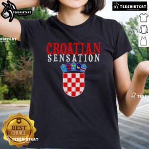 Premium Croatian Sensation Ladies Tee in vibrant colors, showcasing stylish design and comfortable fit for casual wear.