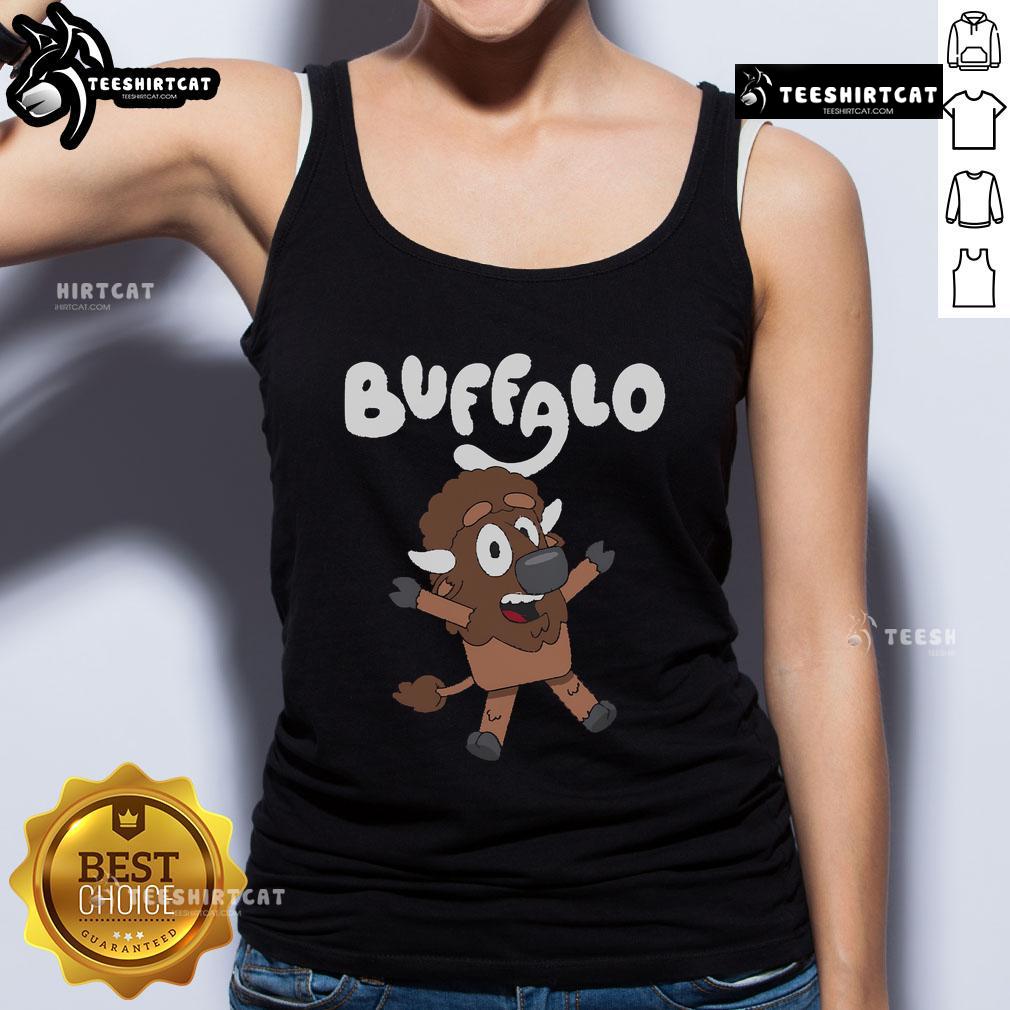 Alt Text: Premium The Buffaloey cartoon tank top featuring a vibrant buffalo graphic, perfect for casual summer wear.