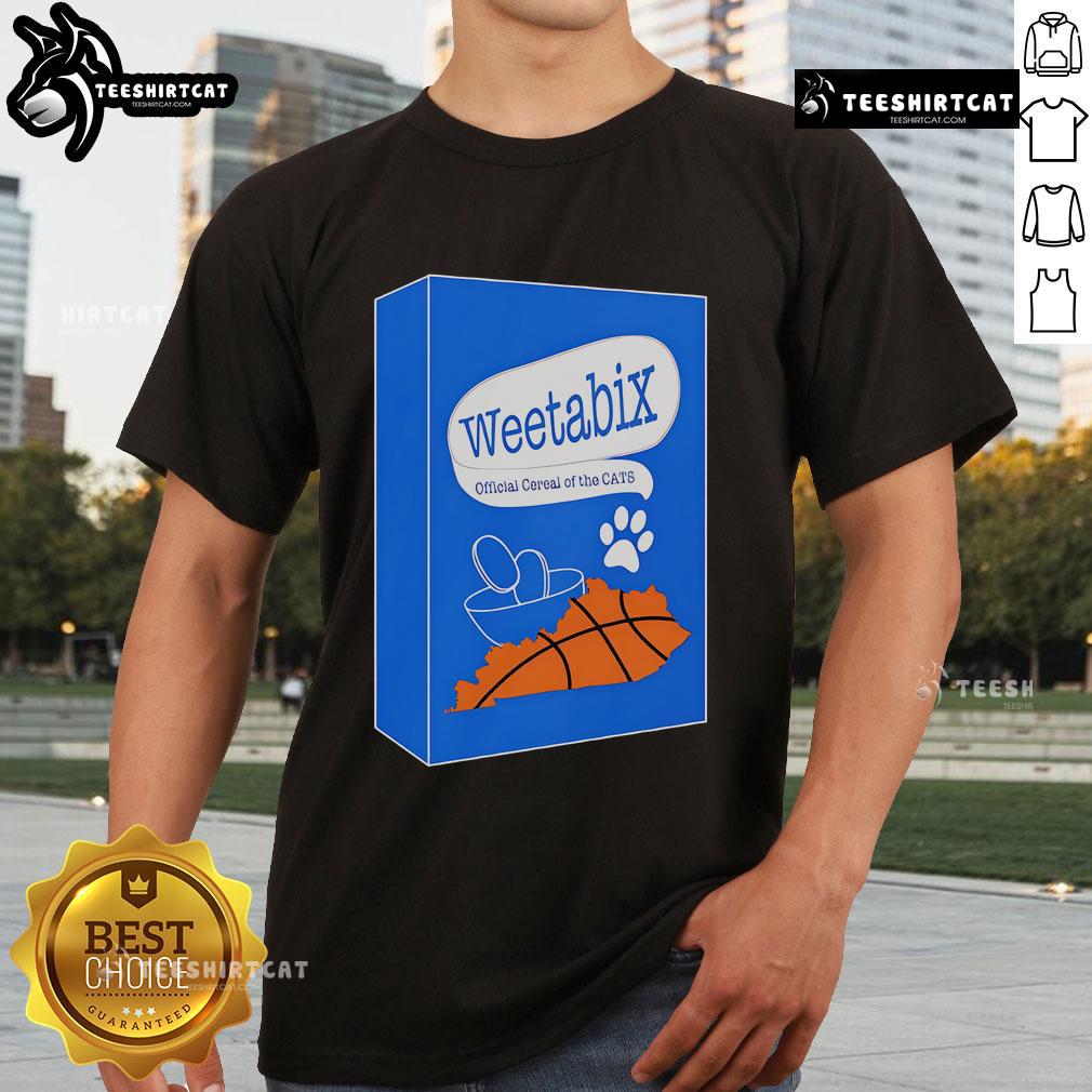 Premium Weetabix Cats Cereal T-Shirt featuring playful cat graphics and vibrant colors for cereal lovers.