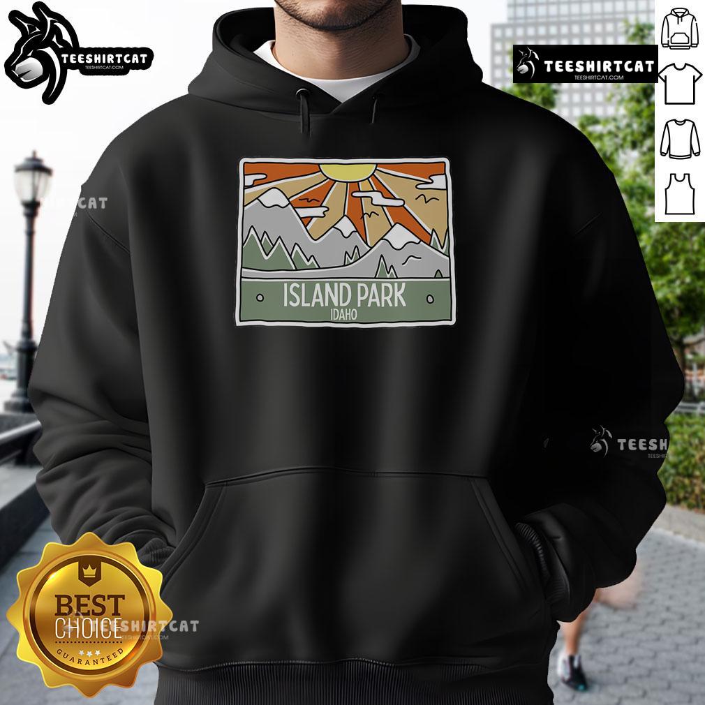 Pretty Island Park, Idaho mountains with sunshine, featuring a cozy hoodie perfect for your Idaho trip adventures.