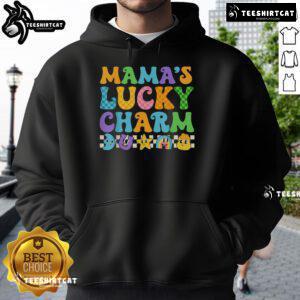 Pretty Mamas Lucky Charm Saint Patrick's Day Hoodie in green with festive shamrock design, perfect for holiday celebrations.