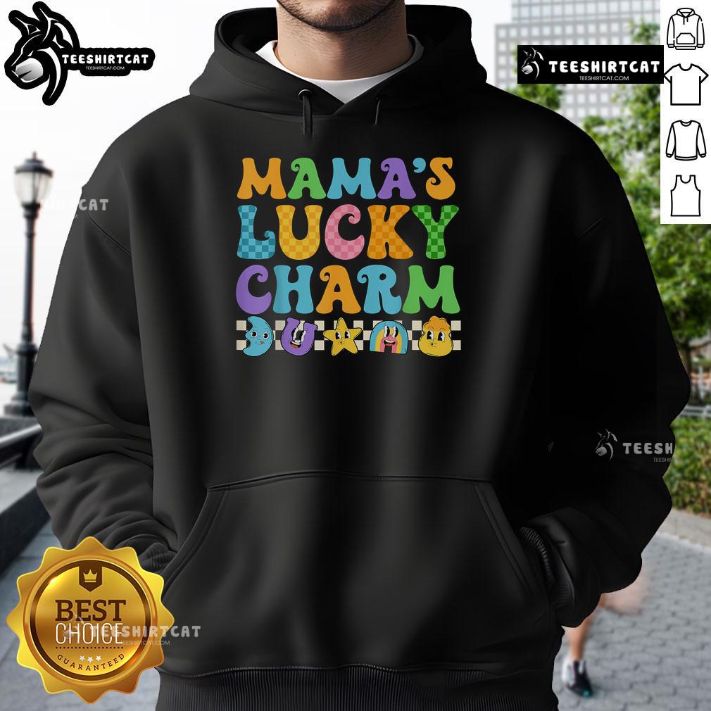 Pretty Mamas Lucky Charm Saint Patrick's Day Hoodie in green with festive shamrock design, perfect for holiday celebrations.