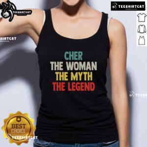 Top Cher The Woman The Myth The Legend Tank Top featuring a stylish design celebrating the iconic singer Cher.