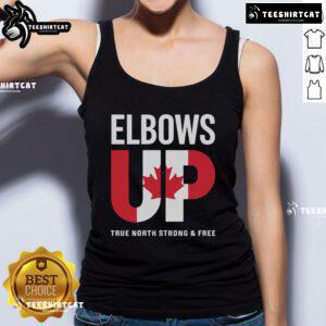 Top Elbows Up True North Strong and Free Tank Top in vibrant colors, perfect for casual wear and expressing Canadian pride.
