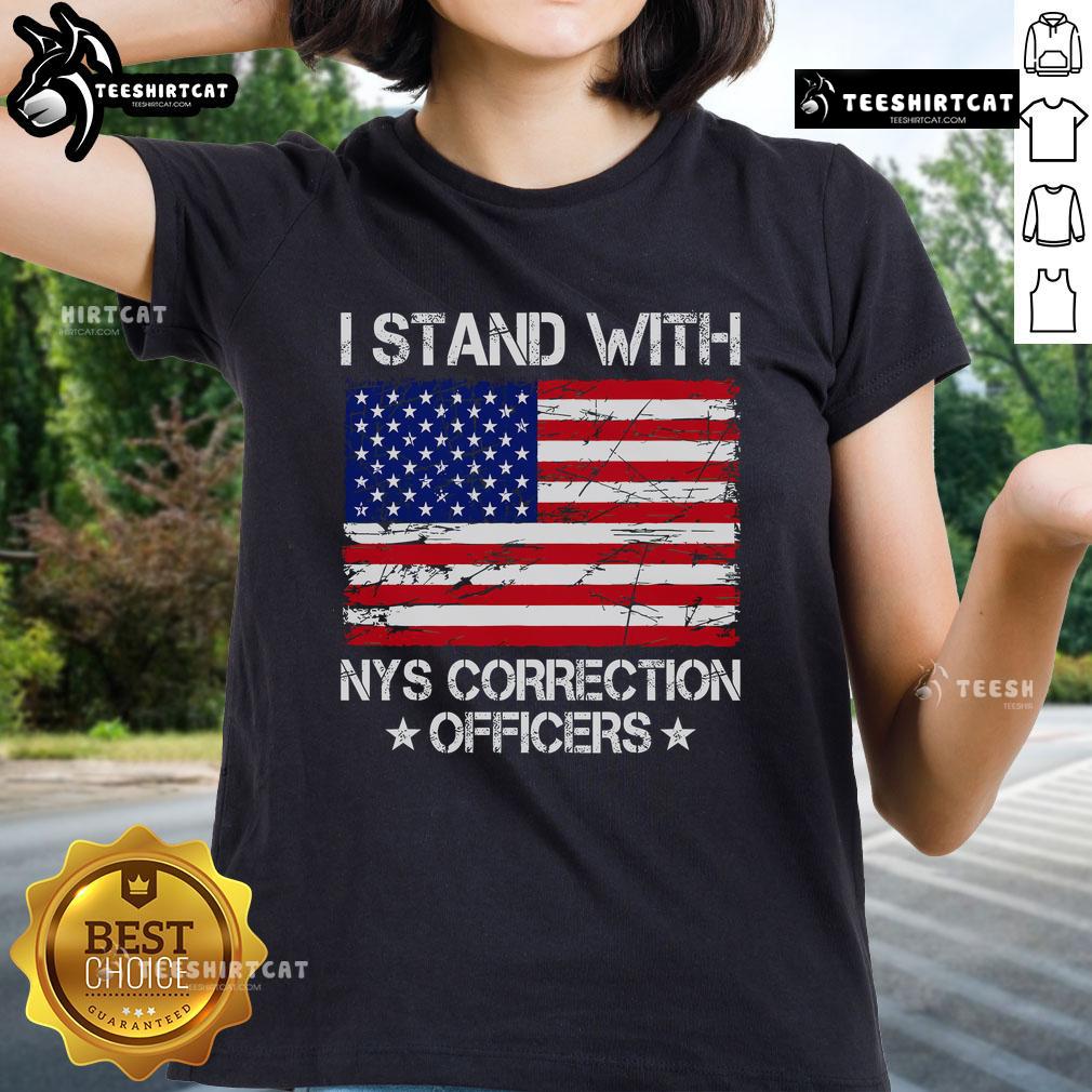 Top I Stand With NYS Correction Officers Ladies Tee featuring a bold design, perfect for supporting correction officers.