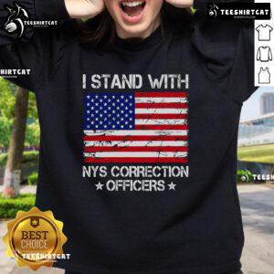 Alt Text: Top I Stand With NYS Correction Officers sweatshirt featuring bold text and a comfortable design for supporters.
