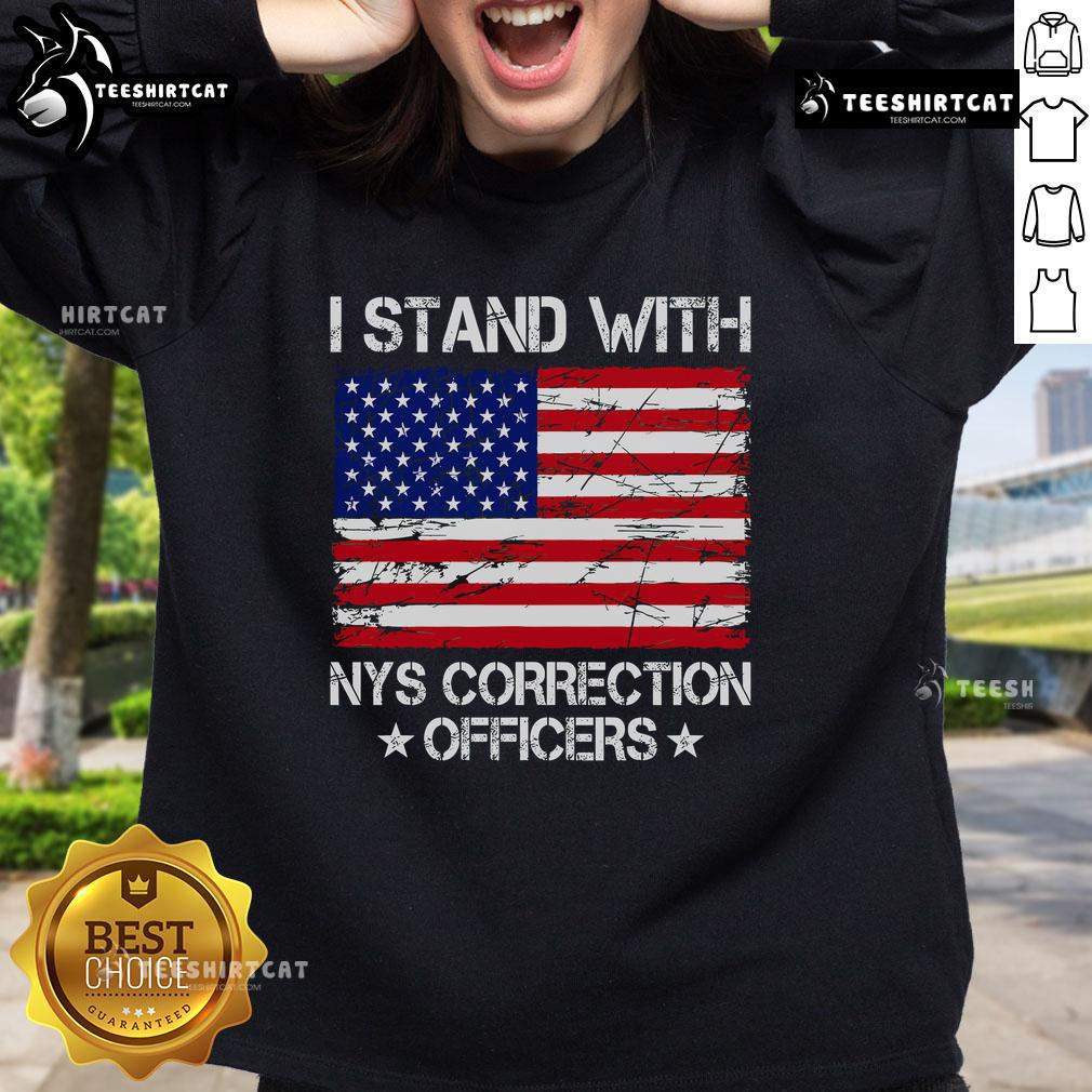 Alt Text: Top I Stand With NYS Correction Officers sweatshirt featuring bold text and a comfortable design for supporters.