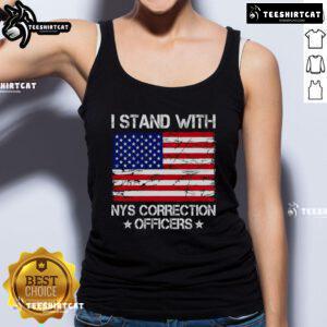 Top I Stand With NYS Correction Officers tank top featuring bold text design, perfect for supporters of correctional workers.