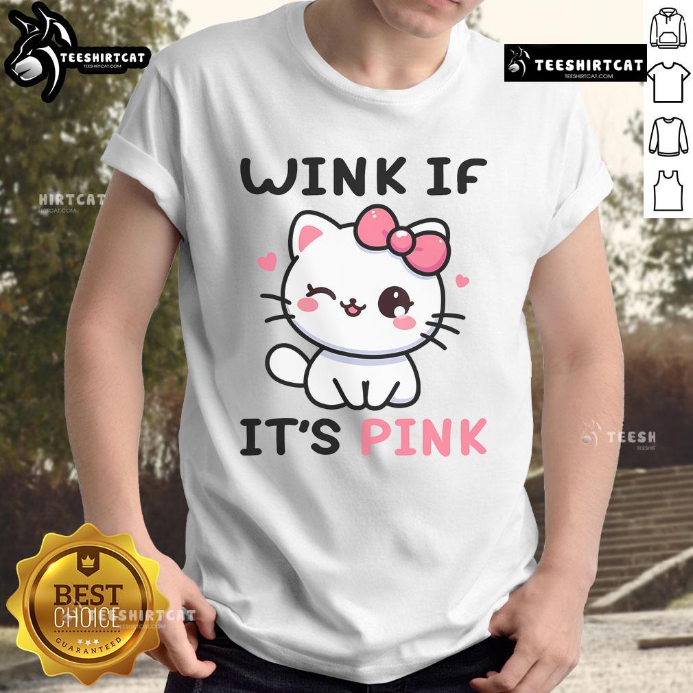 Alt Text: Cute cat winking on a pink funny adult humor t-shirt, perfect for cat lovers and humor enthusiasts.