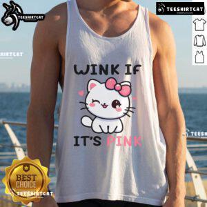 Alt Text: Adorable cat winking on a pink tank top with If it's pink text, perfect for funny adult humor lovers.