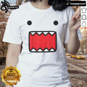 Adorable Cute Domo Kun Face Ladies Tee featuring a vibrant Domo Kun graphic on soft fabric, perfect for casual wear.