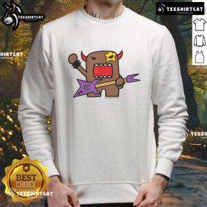 Cute Domo Rocker cartoon character sweatshirt featuring vibrant colors and playful design, perfect for casual wear.