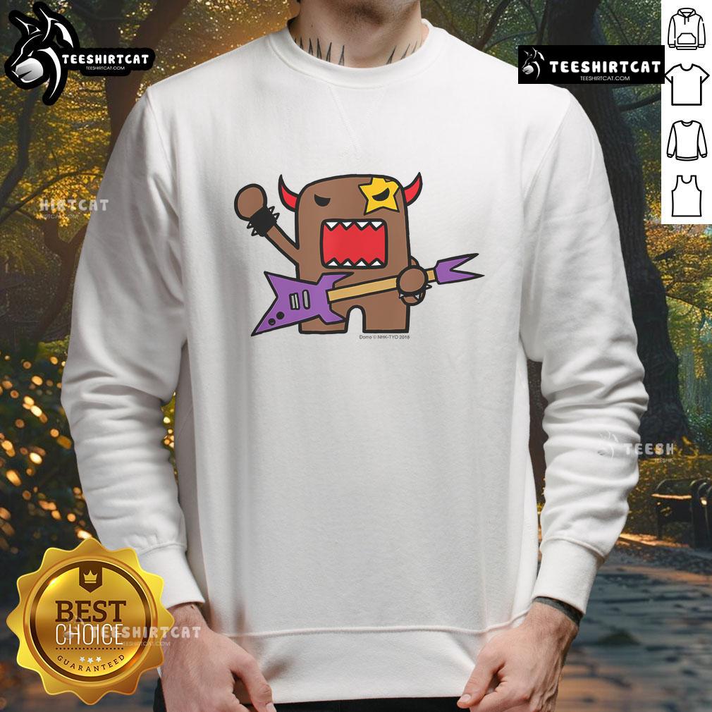 Cute Domo Rocker cartoon character sweatshirt featuring vibrant colors and playful design, perfect for casual wear.