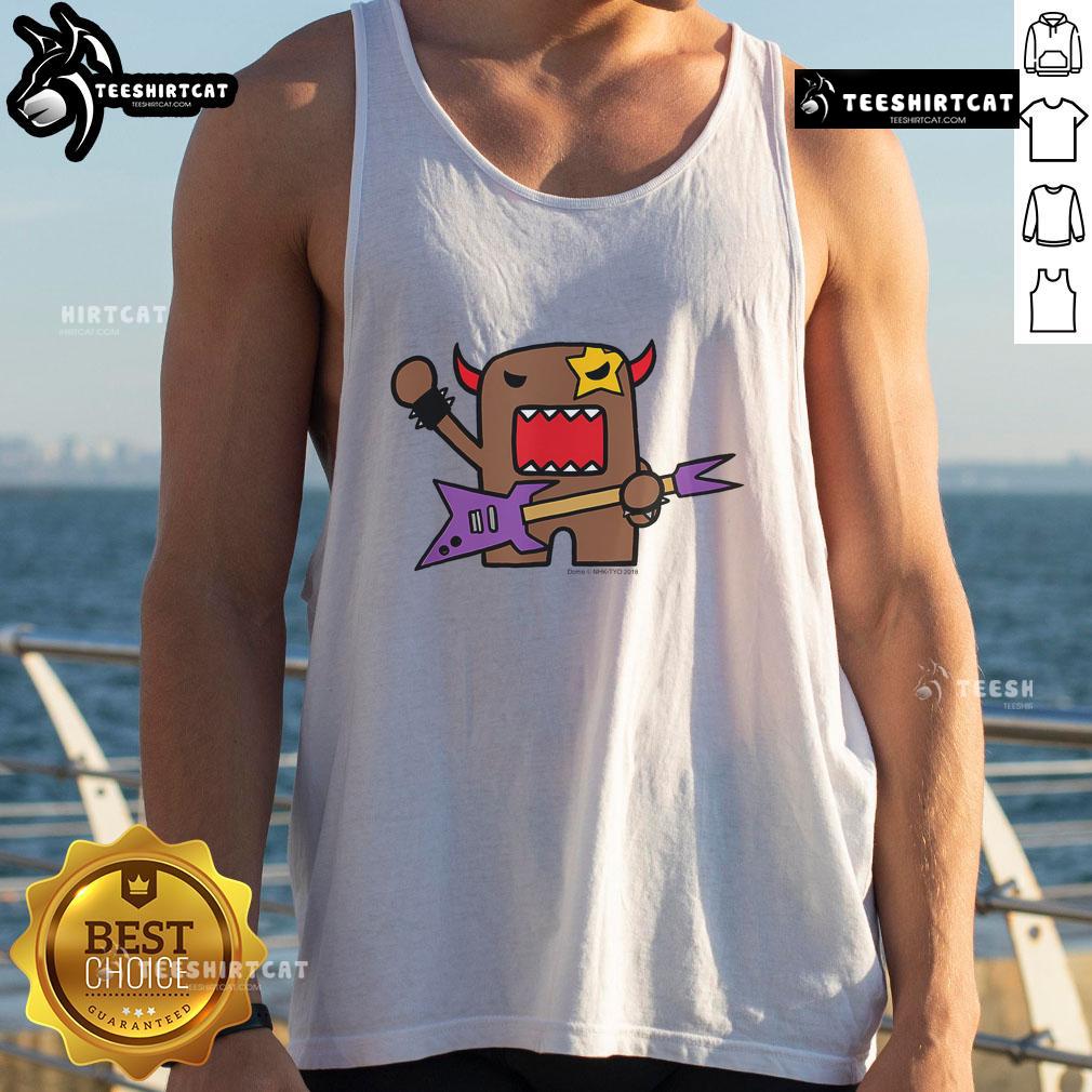 Cute Domo Rocker cartoon character tank top featuring a playful design perfect for fans of quirky apparel.