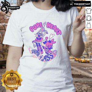 Alt Text: Cute Pure of Heart Dumb of Ass Giraffalope Ladies Tee featuring a whimsical giraffe and antelope design.