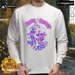 Alt Text: Cute Pure of Heart Dumb of Ass Giraffalope Sweatshirt featuring a whimsical giraffe and antelope design.