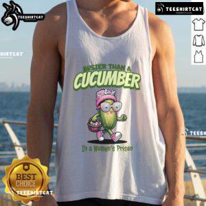 Funny 'Busier Than A Cucumber In A Women's Prison' Easter Tank Top design featuring vibrant colors and playful graphics.