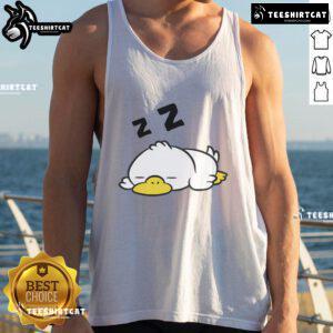 Funny duck sleeping in pajamas, showcasing a tired duck design on a tank top, perfect for duck lovers.