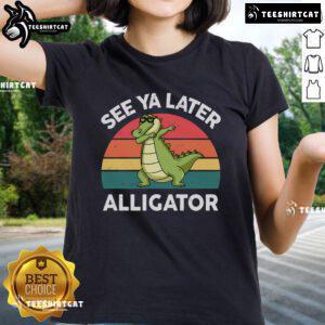Funny 'See Ya Later Alligator' Florida gator ladies tee featuring a playful crocodile graphic in vibrant colors.