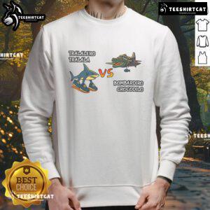 Funny Tralalero Tralala Brainrot meme sweatshirt featuring Bombardino Crocodilo design, perfect for casual wear.