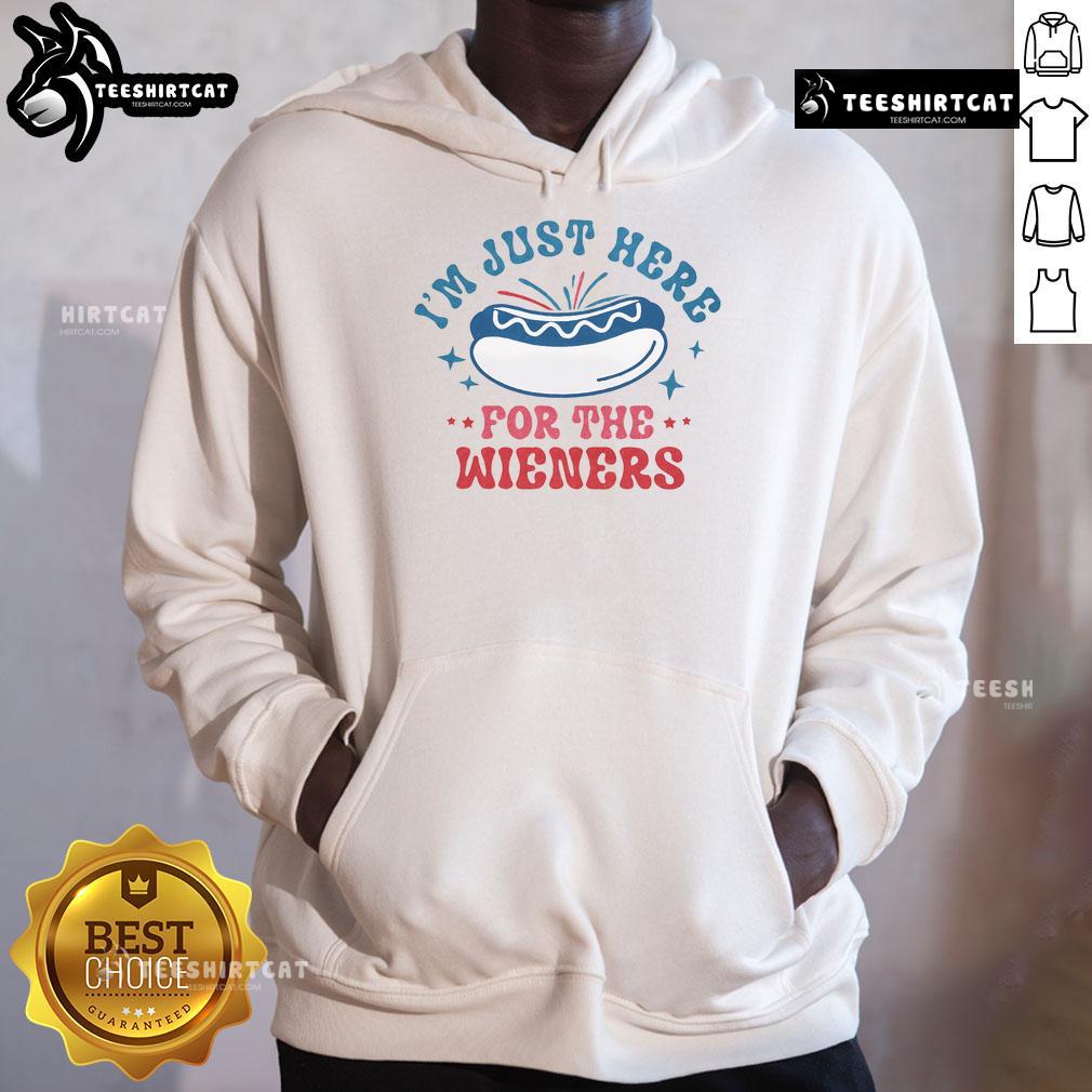 Good I'm Just Here For The Wieners Hoodie featuring a fun graphic design perfect for dog lovers and casual wear.