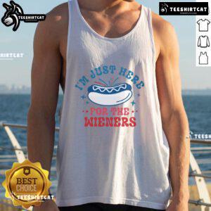 Good I'm Just Here For The Wieners tank top featuring a fun, playful design perfect for summer BBQs and dog lovers.