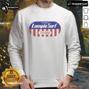 Alt Text: Good Lumpia Surf Team Off Uniform Flakes Sweatshirt featuring a vibrant design for surf enthusiasts and casual wear.