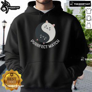 Adorable kawaii art hoodie featuring cute cats in a good purrfect match balance design, perfect for cat lovers.