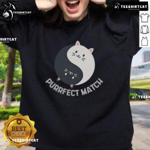 Cute kawaii art sweatshirt featuring adorable cats with the text 'Good Purrfect Match Balance' in colorful design.