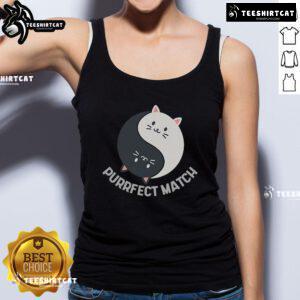 Cute kawaii art tank top featuring balanced cats, showcasing a good purrfect match design for cat lovers.