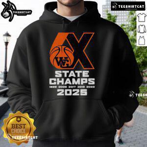 Good Webster Groves Basketball 6x State Champs 2025 hoodie with team logo, showcasing school spirit and championship pride.