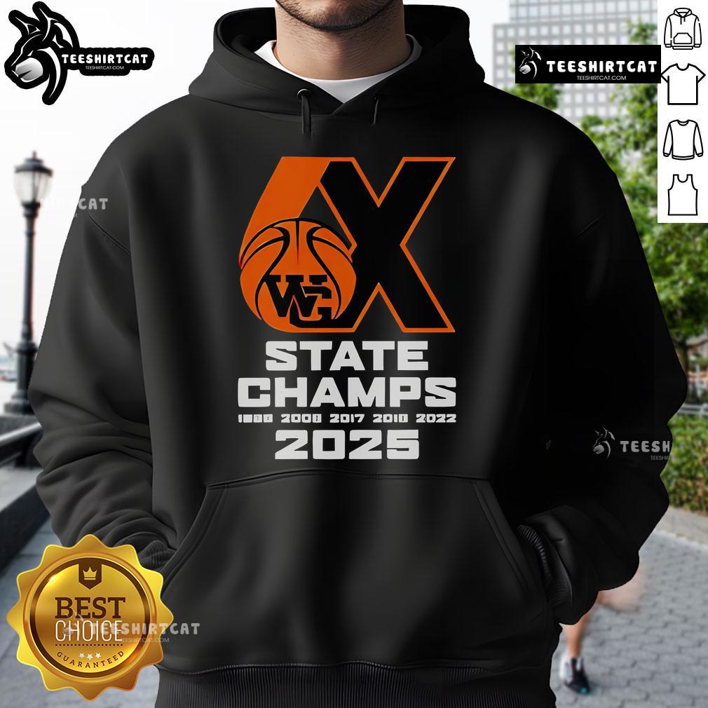 Good Webster Groves Basketball 6x State Champs 2025 hoodie with team logo, showcasing school spirit and championship pride.