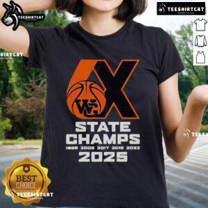 Good Webster Groves Basketball 6x State Champs 2025 ladies tee showcasing team pride and championship spirit.