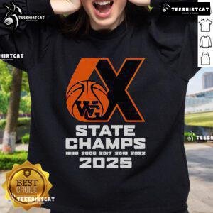 Good Webster Groves Basketball 6x State Champs 2025 sweatshirt featuring team colors and logo for proud supporters.