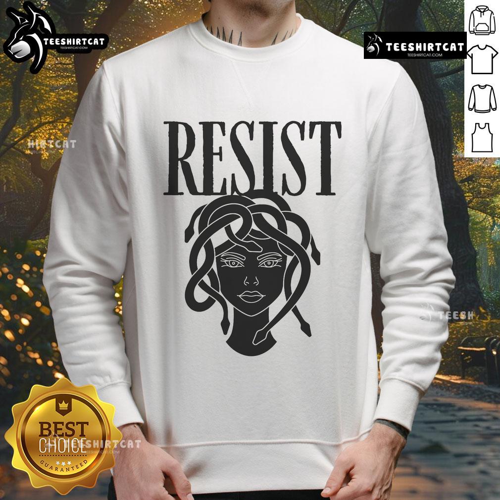 Hot Resist Medusa Womens Rights Feminist Rage Sweatshirt showcasing bold graphic design for empowerment and activism.